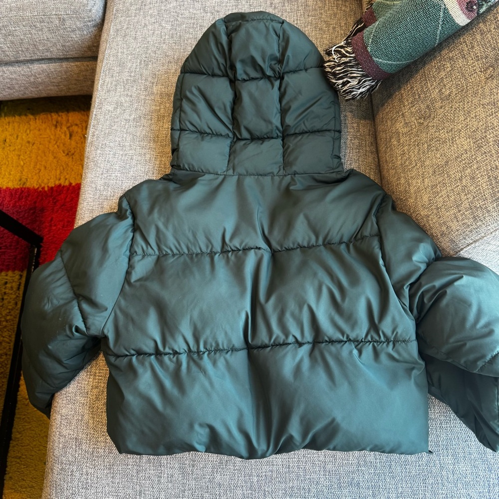 Fabletics Dark Green Cropped Snow Puffer Jacket - Picture 7 of 7